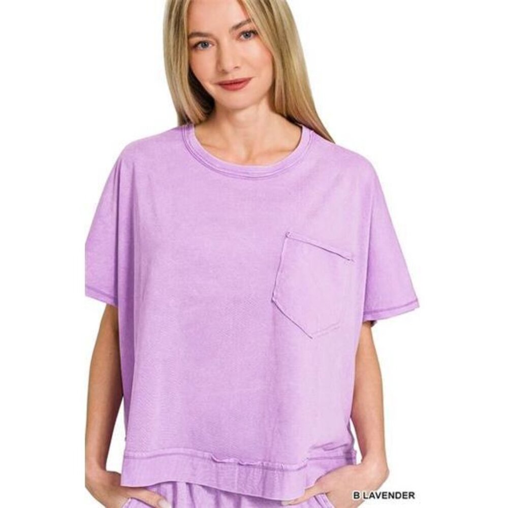 Zenana‎ Acid Washed Oversized Top & Shorts Set - Picture 4 of 12